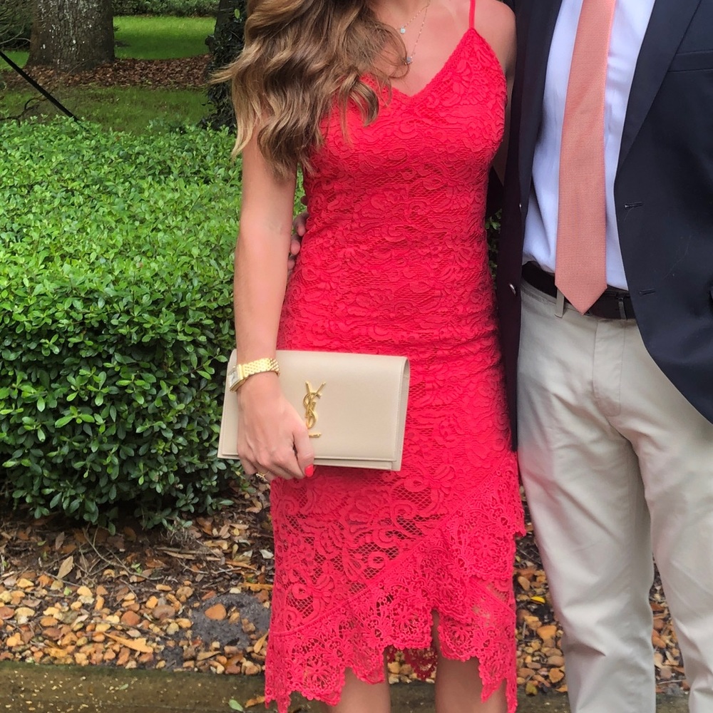 Red orange midi dress